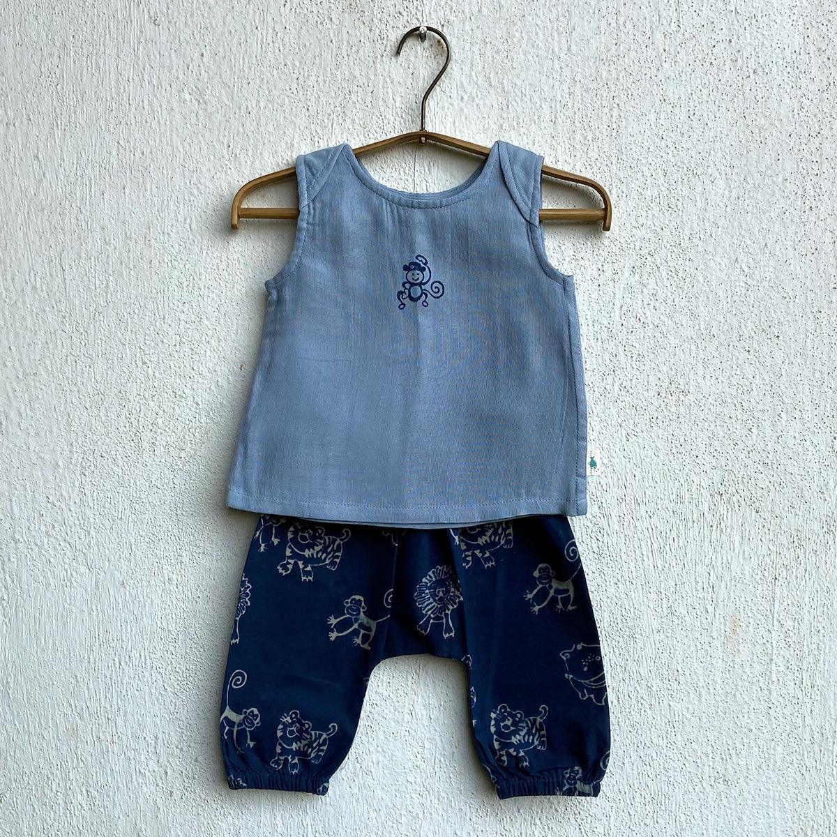 UNISEX ORGANIC ZOO MONKEY JHABLA WITH ZOO PANTS - Totdot