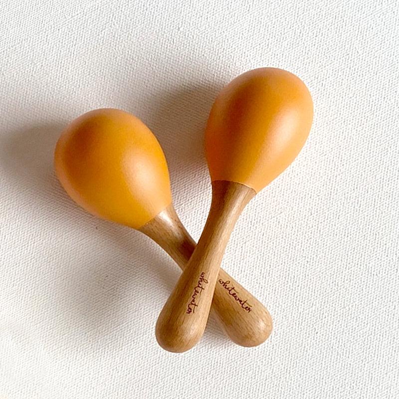 WOODEN MARACAS SET - ORANGE - Totdot