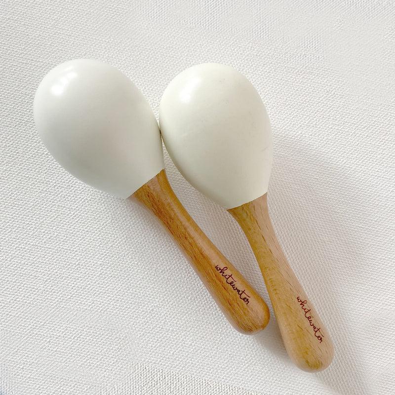 WOODEN MARACS SET - WHITE - Totdot