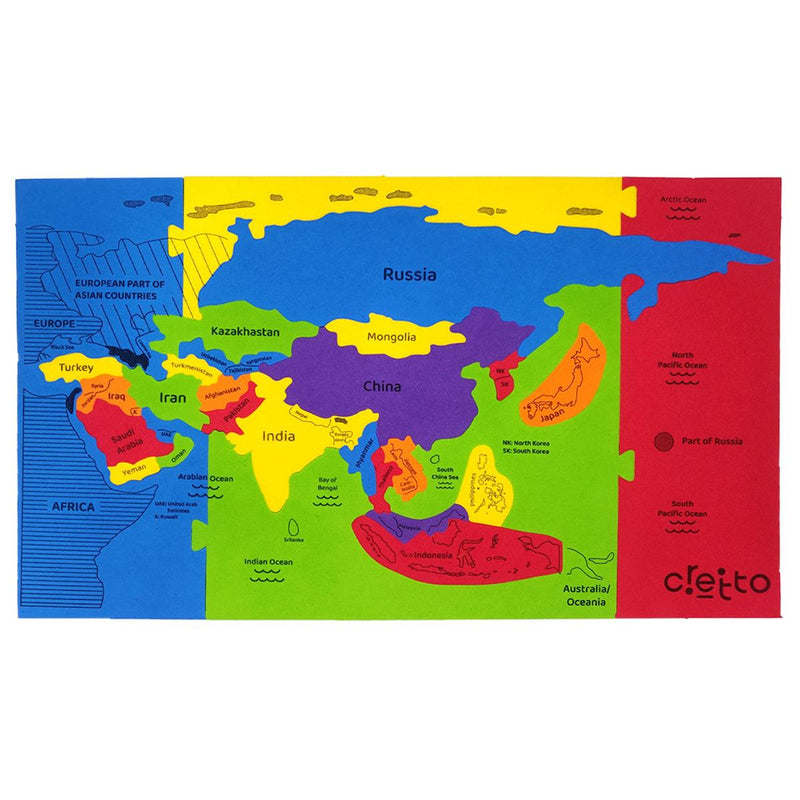 World Map, Asia Map, Europe Map & India Map Puzzle Combo - Totdot