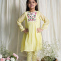 Yellow Bouvardia Kurta Set For Girls