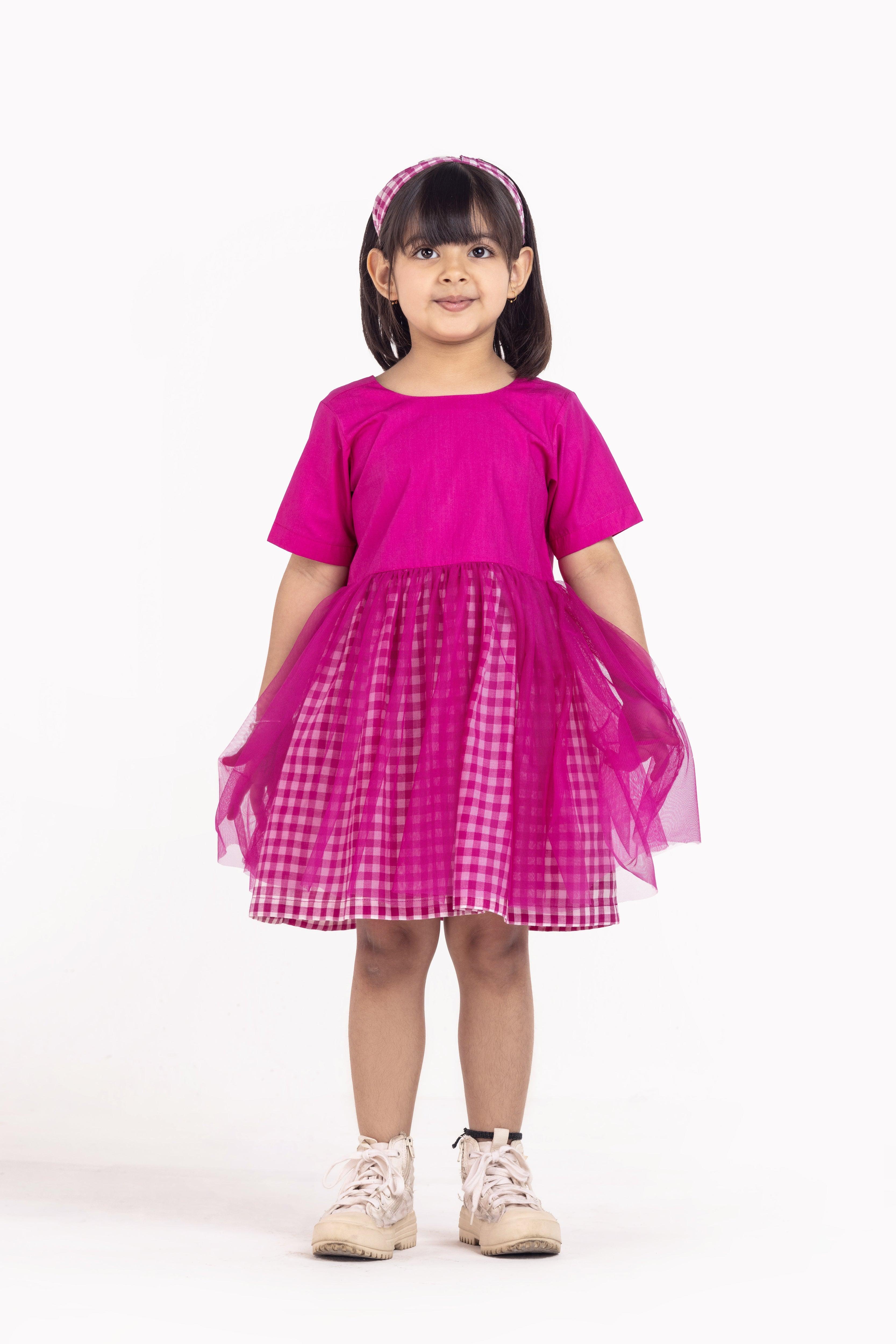 Yoke Dress Hot Pink - Totdot