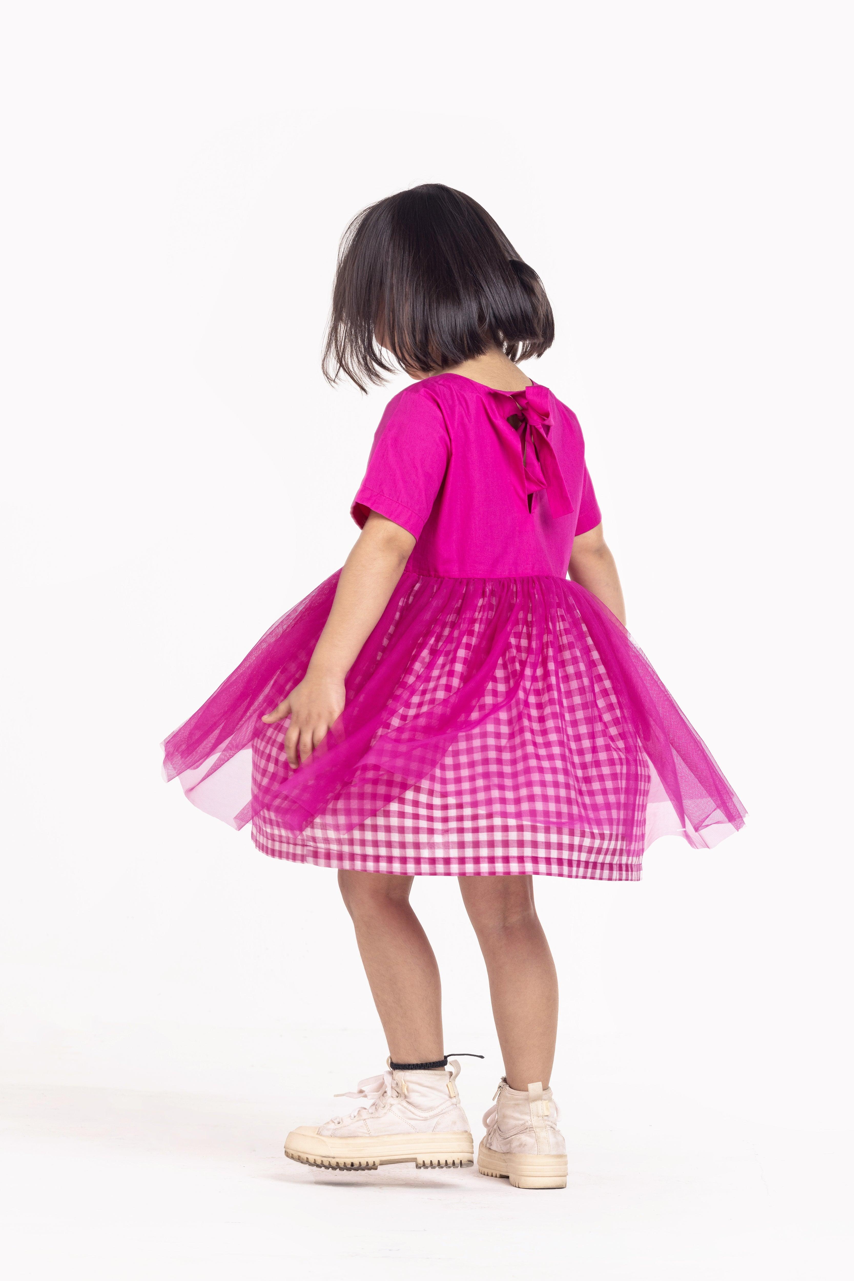 Yoke Dress Hot Pink - Totdot