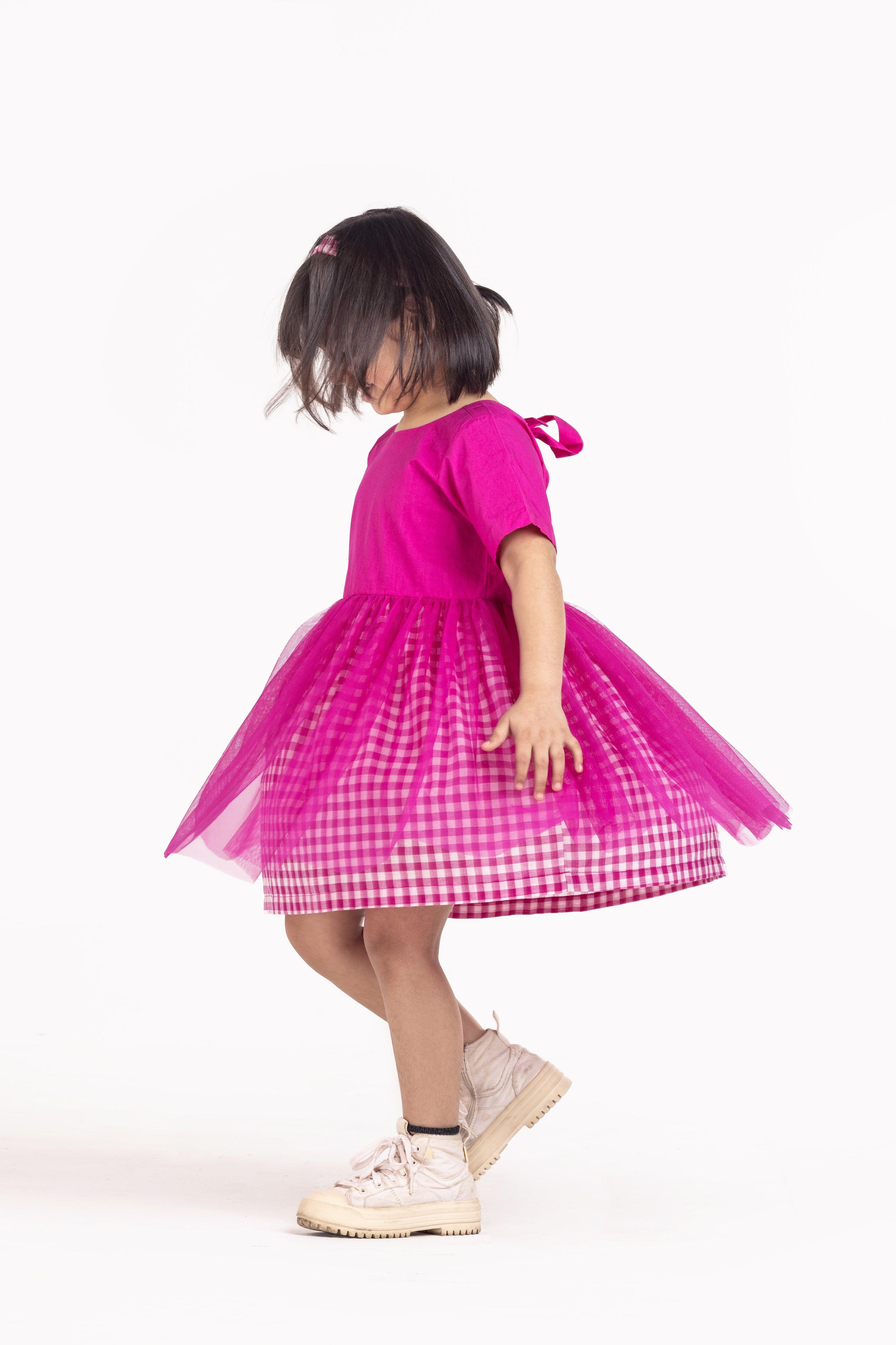 Yoke Dress Hot Pink - Totdot